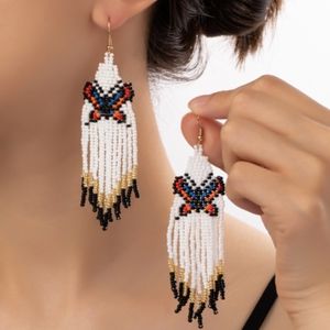 Long 4" Butterfly Earrings Handmade Oversized Beaded Bohemian Beads Butterflies